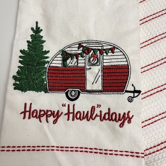 White River Home Happy Haulidays Camper Cotton Kitchen Towel Set X 2 - Picture 5 of 6